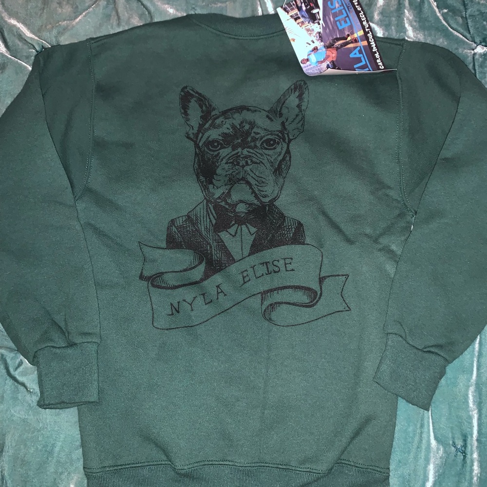 Green French Bulldog Graphic Crewneck